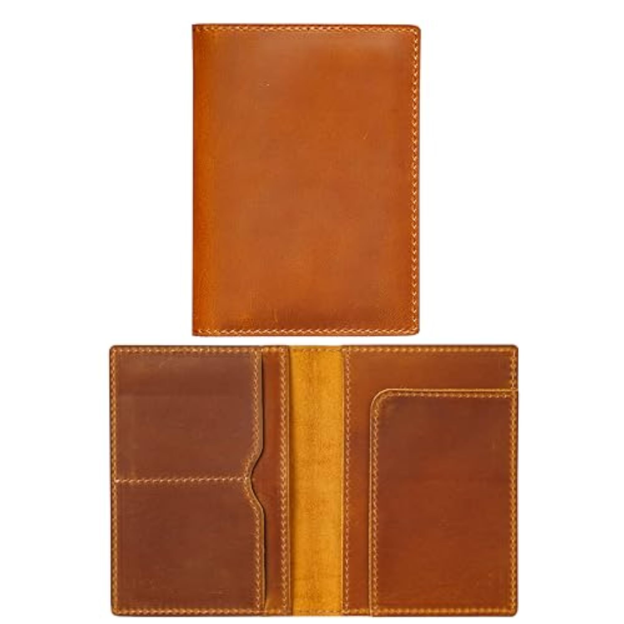 Genuine Leather Passport Holder with Card and Ticket Slot